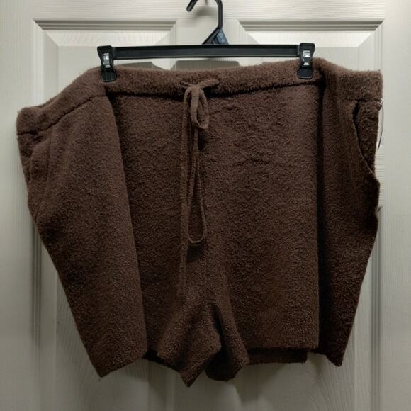 Auden NWT Women's Plus Size 4X Brown Fleece Fuzzy Cozy Sweater Knit Shorts - Picture 1 of 7